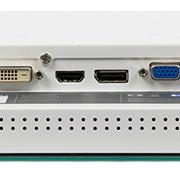 R&uuml;ckansicht eines elektronischen Ger&auml;ts mit verschiedenen Anschl&uuml;ssen wie HDMI, VGA und Audio-Ausgang.